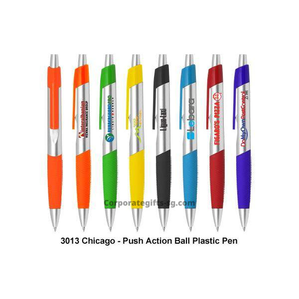 3013 Chicago - Push Action Ball Plastic Pen, Promotional Gifts, Promotional Gift, Singapore